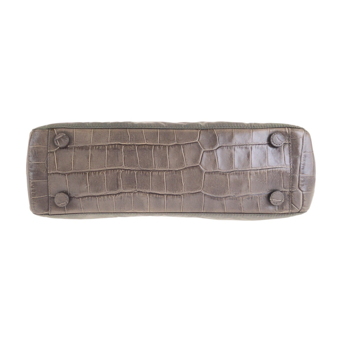 PRADA Handbag Nylon gray Test Croco embossed