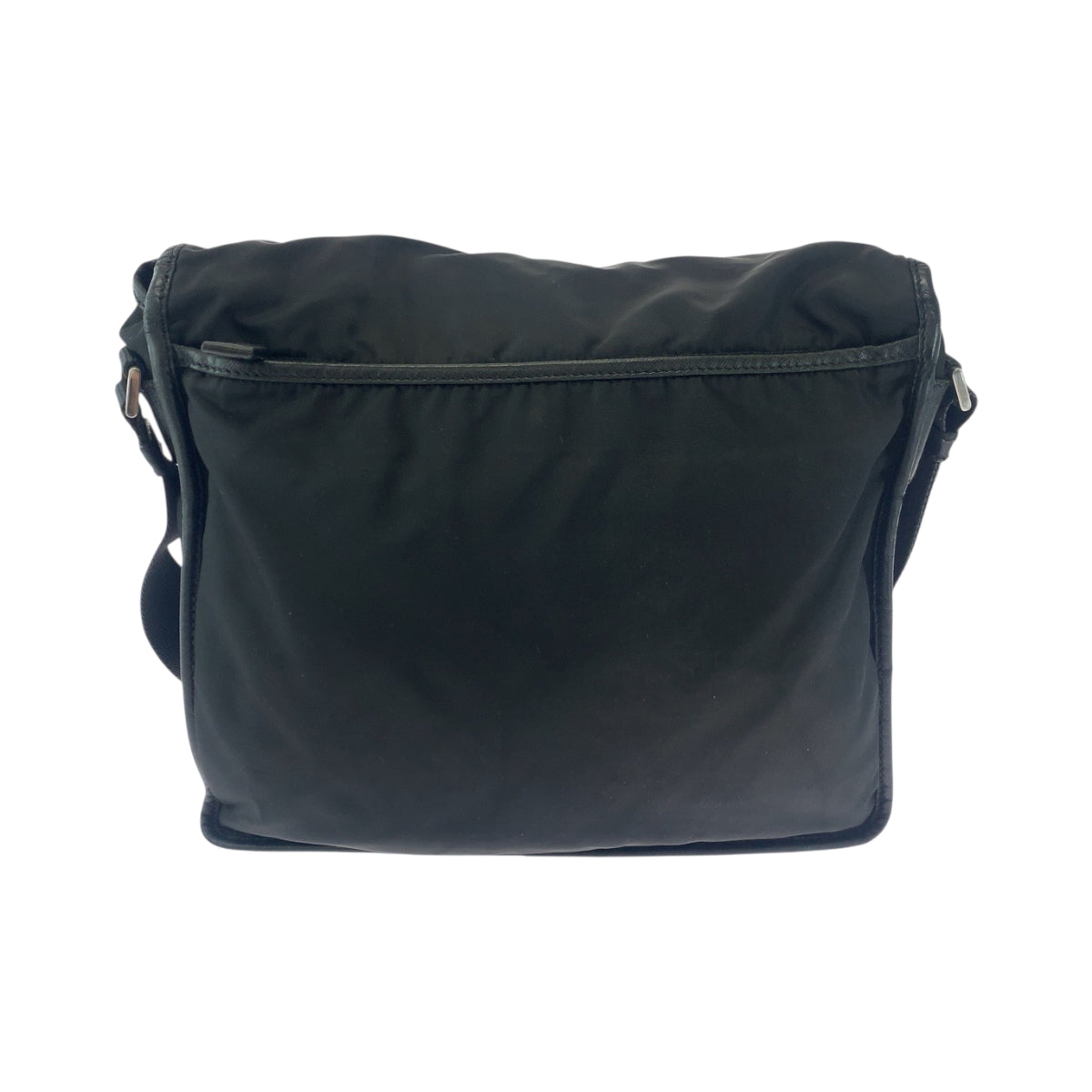 PRADA Shoulder Bag V166 Nylon Black SilverMetal Test Triangle With logo