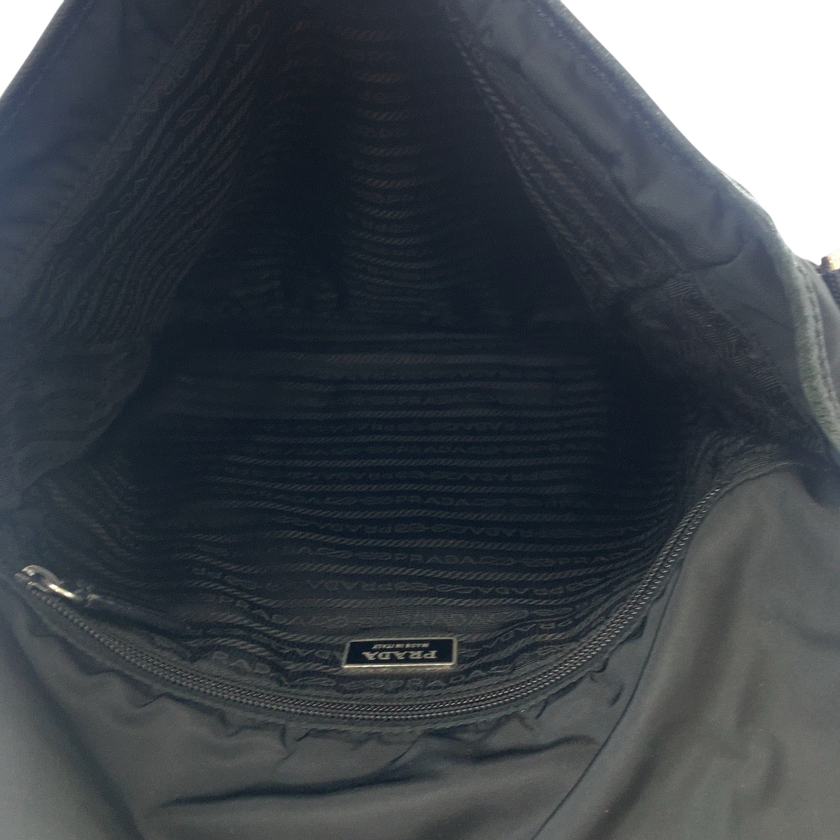 PRADA Shoulder Bag V166 Nylon Black SilverMetal Test Triangle With logo