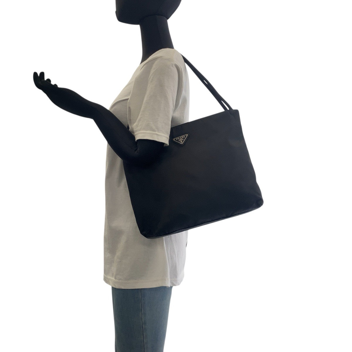 PRADA Tote Bag Nylon black Test Triangle With logo