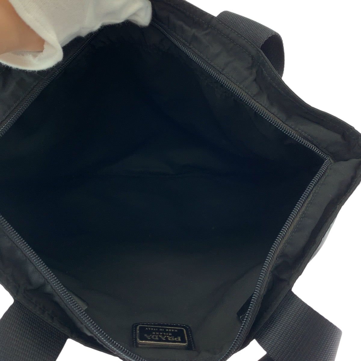 PRADA Tote Bag Nylon Black SilverMetal Test Triangle With logo