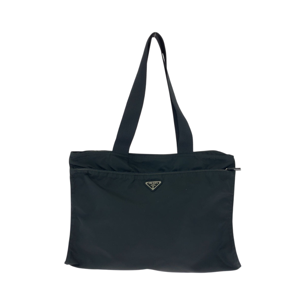 PRADA Tote Bag Nylon Black SilverMetal Test Triangle With logo