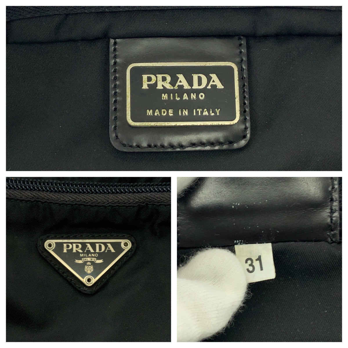 PRADA Tote Bag Nylon Black SilverMetal Test Triangle With logo