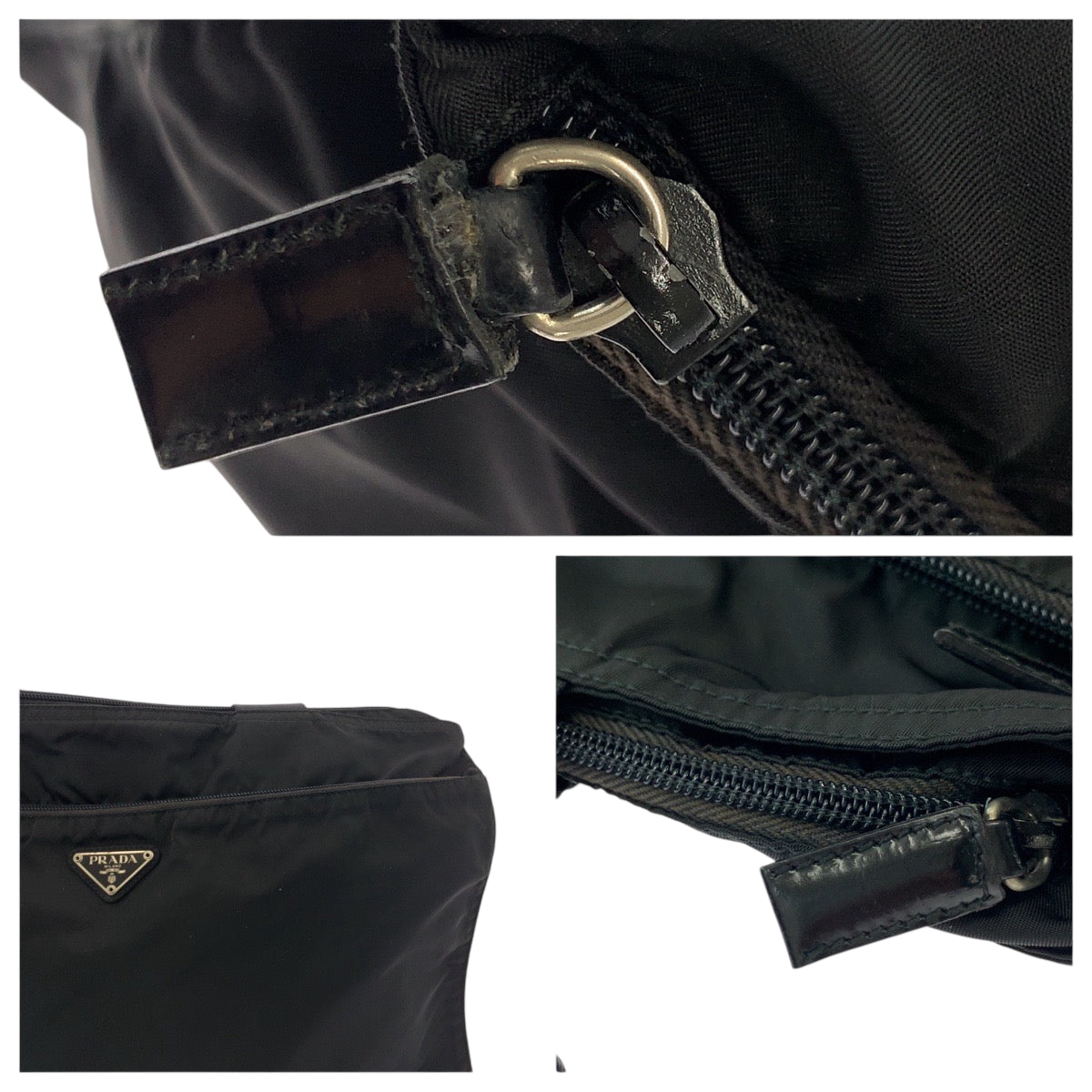 PRADA Tote Bag Nylon Black SilverMetal Test Triangle With logo