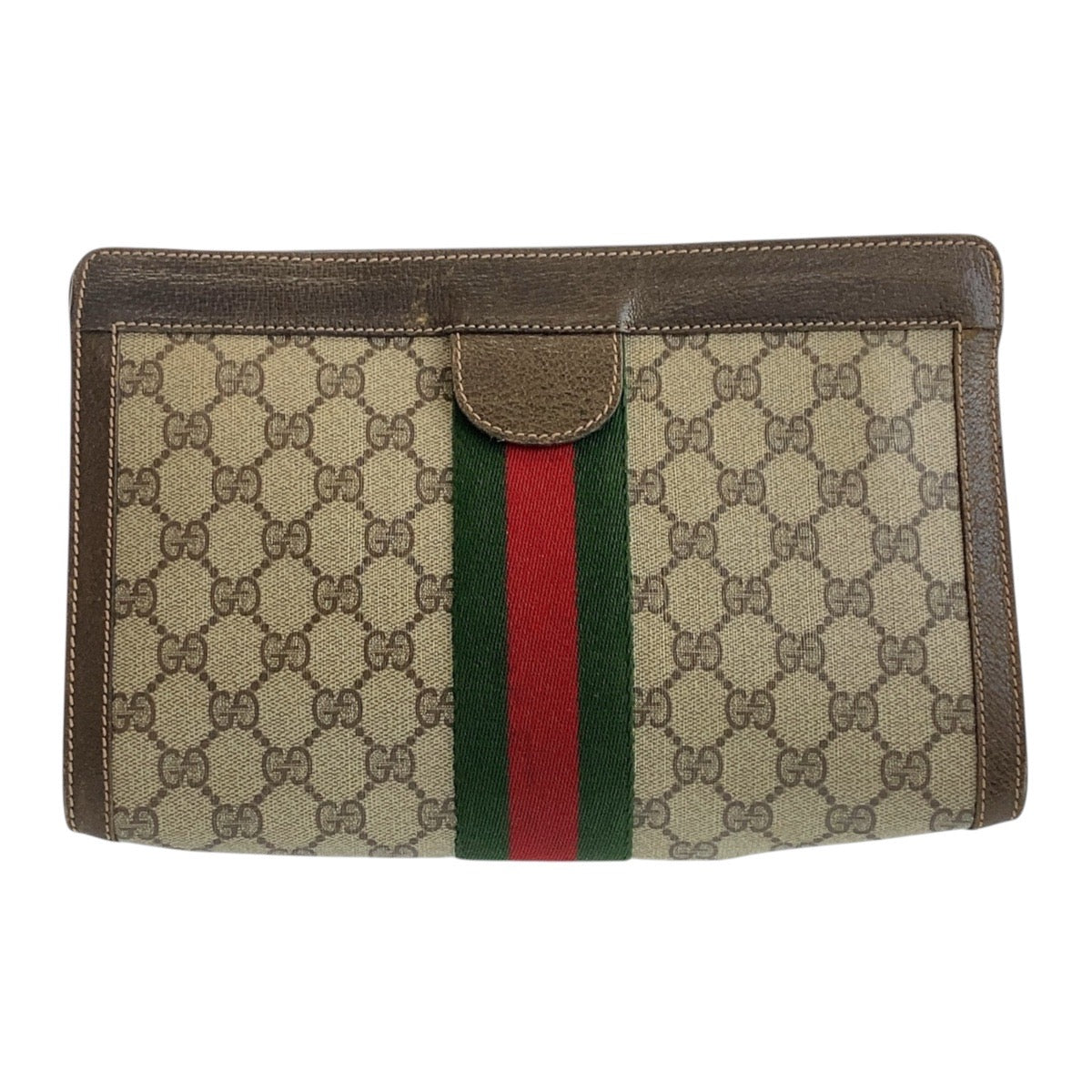 GUCCI Clutch bag 67 014 2125 GG Supreme Canvas Beige brown Old Gucci Shelly Line