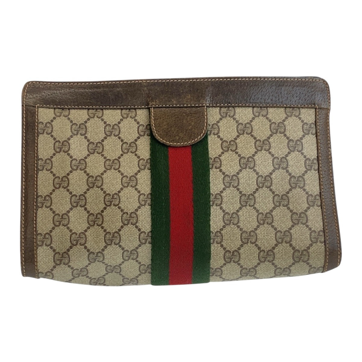GUCCI Clutch bag 67 014 2125 GG Supreme Canvas Beige brown Old Gucci Shelly Line