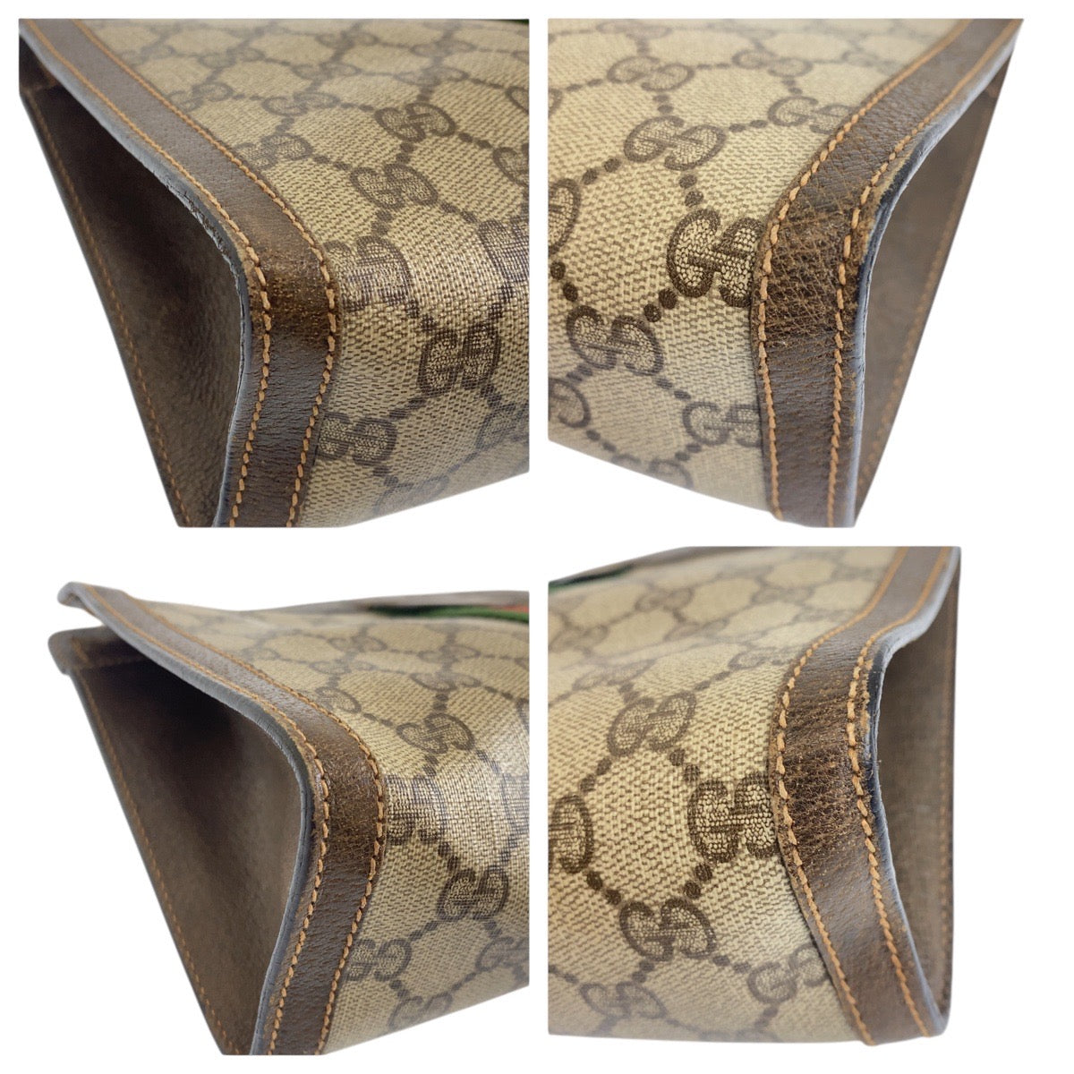 GUCCI Clutch bag 67 014 2125 GG Supreme Canvas Beige brown Old Gucci Shelly Line