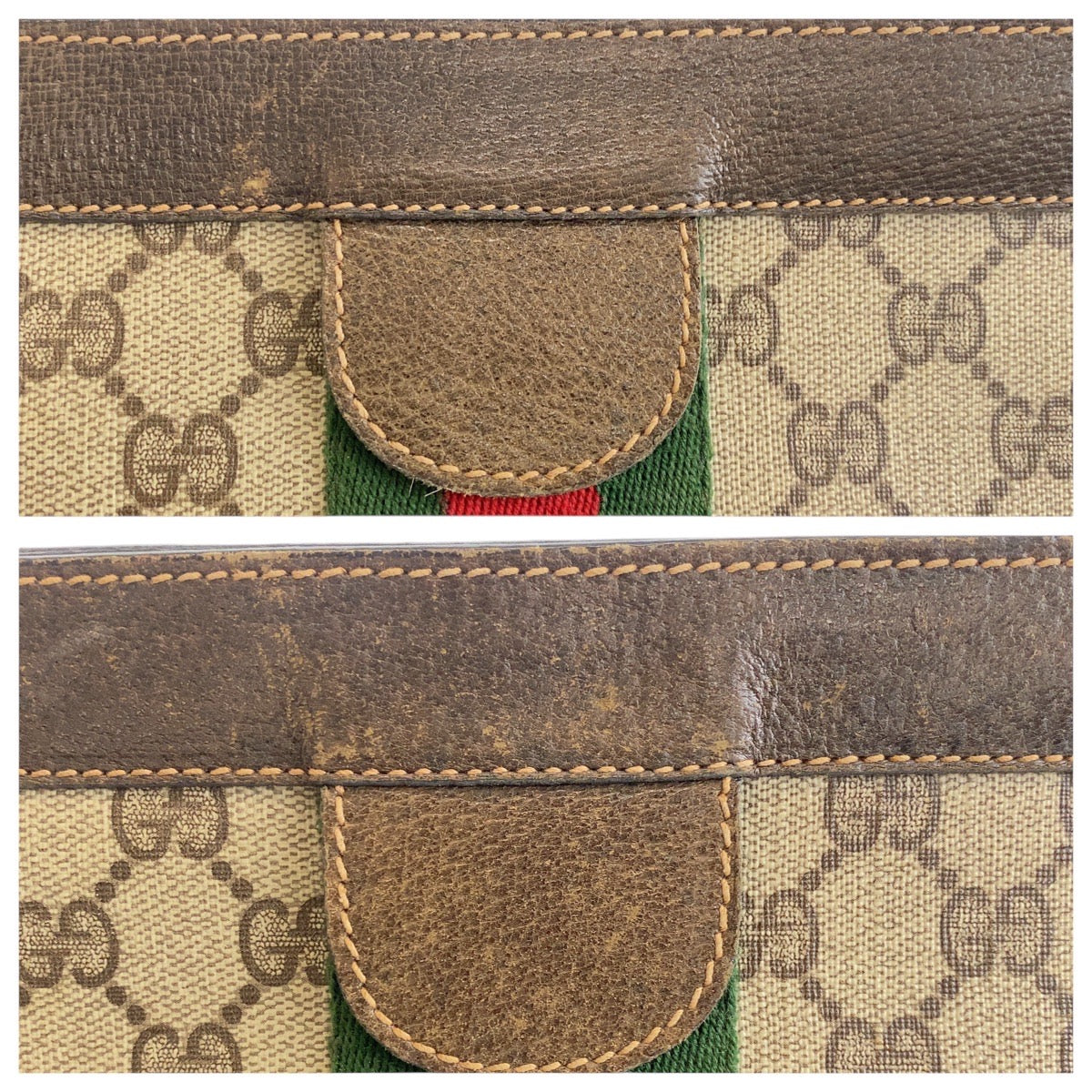 GUCCI Clutch bag 67 014 2125 GG Supreme Canvas Beige brown Old Gucci Shelly Line