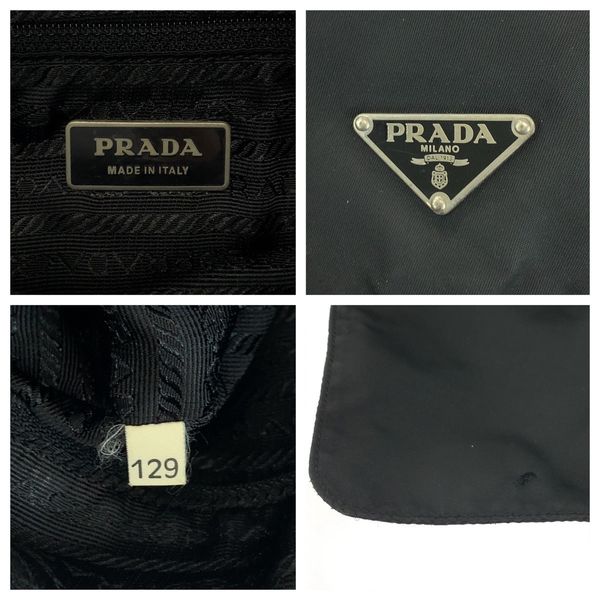 PRADA Shoulder Bag Nylon Black SilverMetal Test Triangle With logo