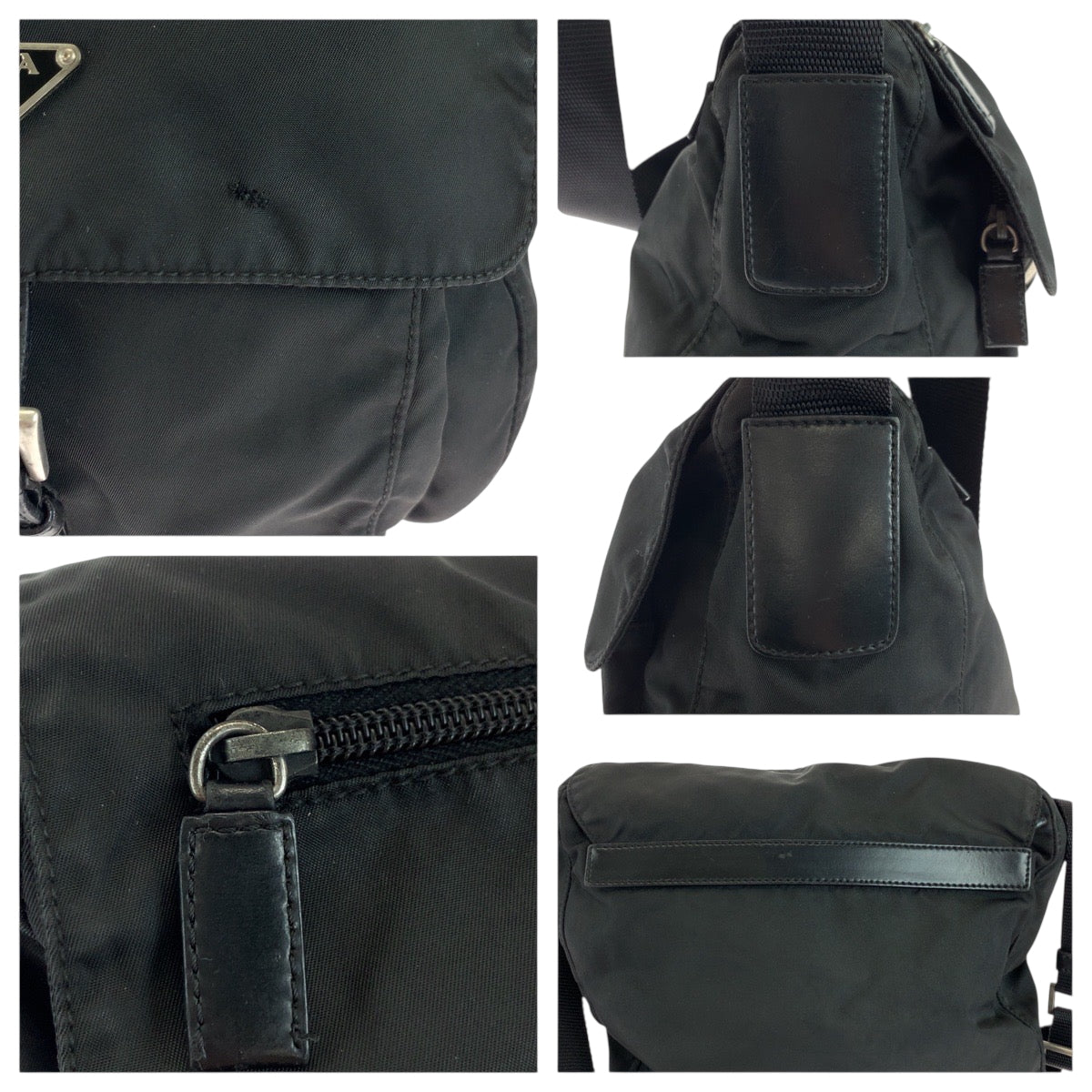 PRADA Shoulder Bag Nylon Black SilverMetal Test Triangle With logo