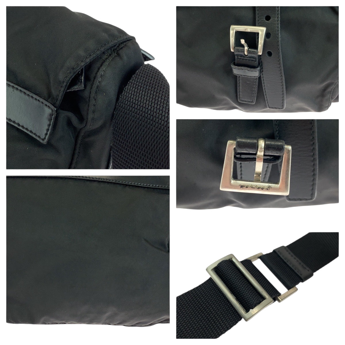 PRADA Shoulder Bag Nylon Black SilverMetal Test Triangle With logo
