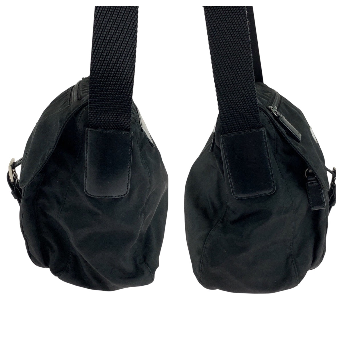 PRADA Shoulder Bag Nylon Black SilverMetal Test Triangle With logo