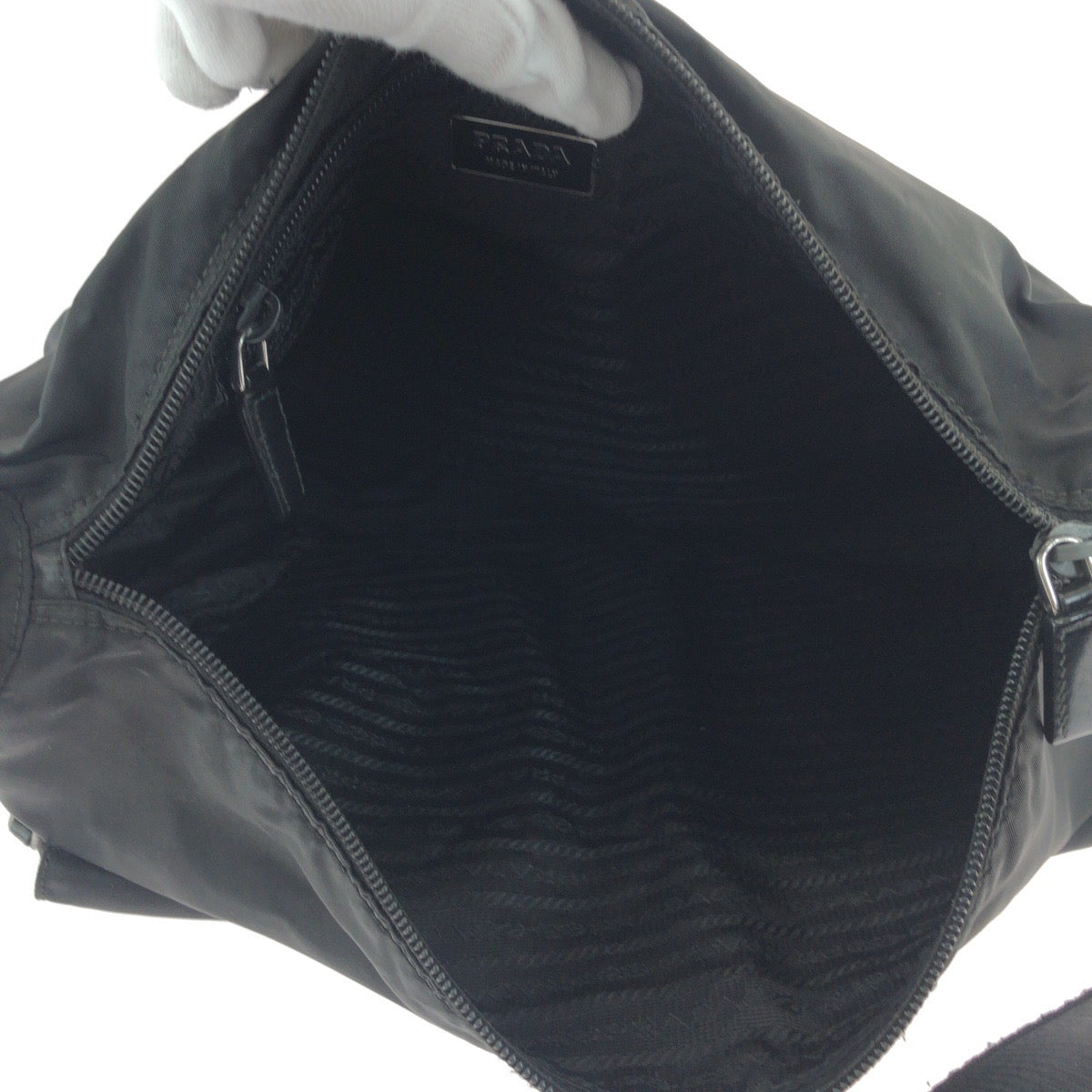 PRADA Shoulder Bag Nylon black Test Triangle With logo