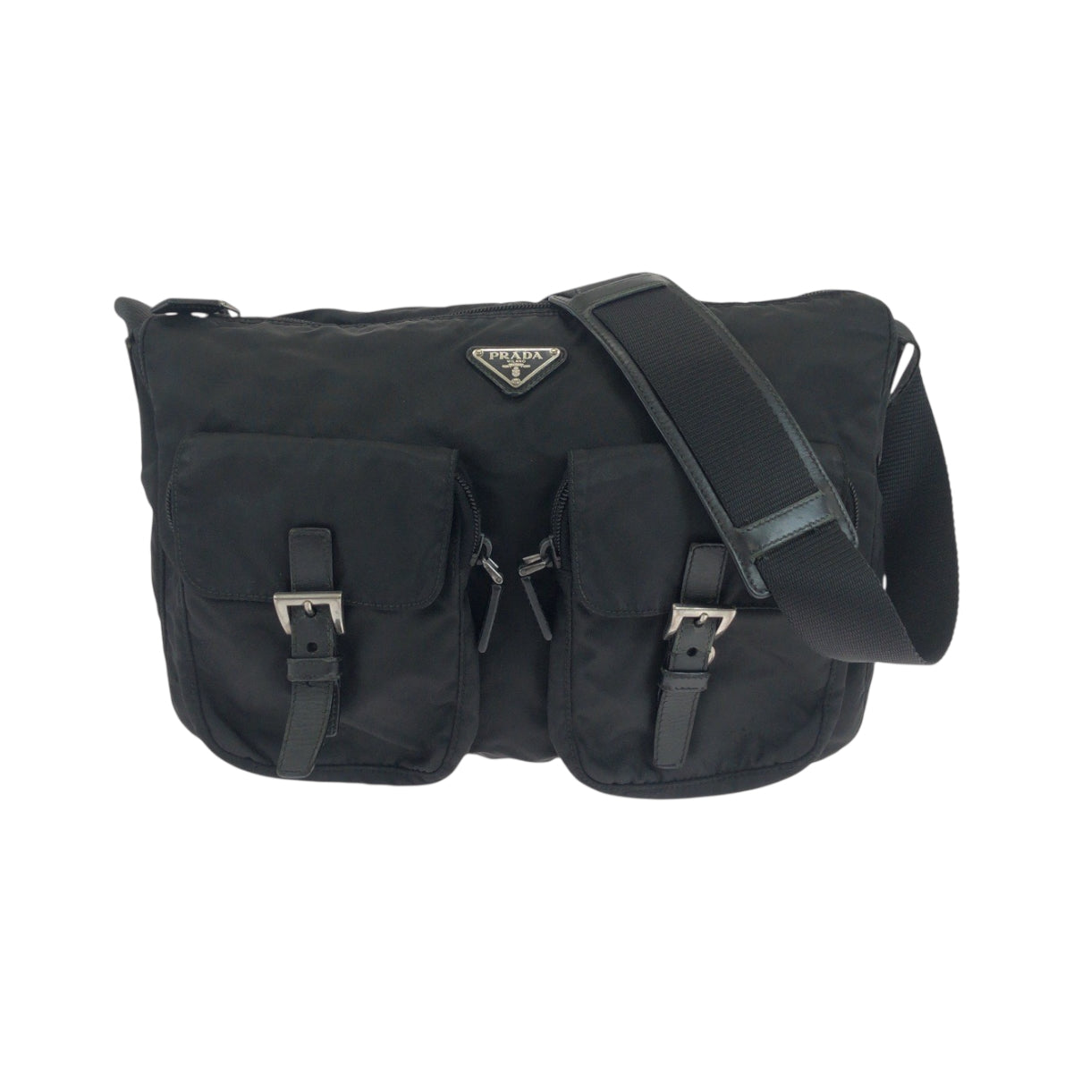 PRADA Shoulder Bag Nylon black Test Triangle With logo