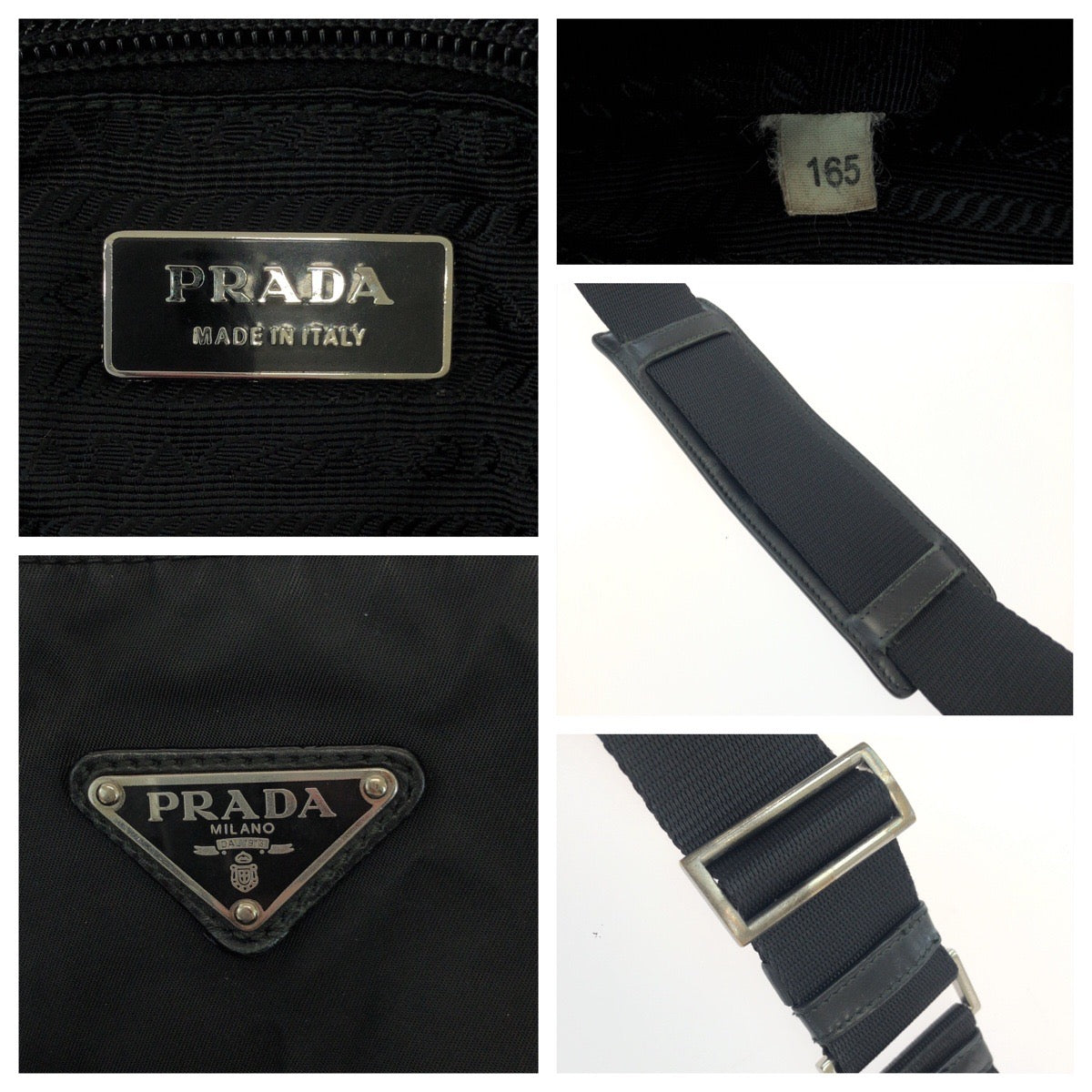 PRADA Shoulder Bag Nylon black Test Triangle With logo