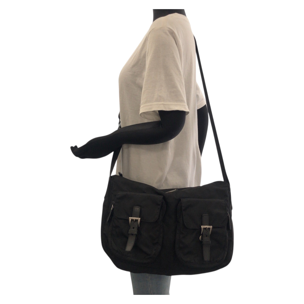 PRADA Shoulder Bag Nylon black Test Triangle With logo