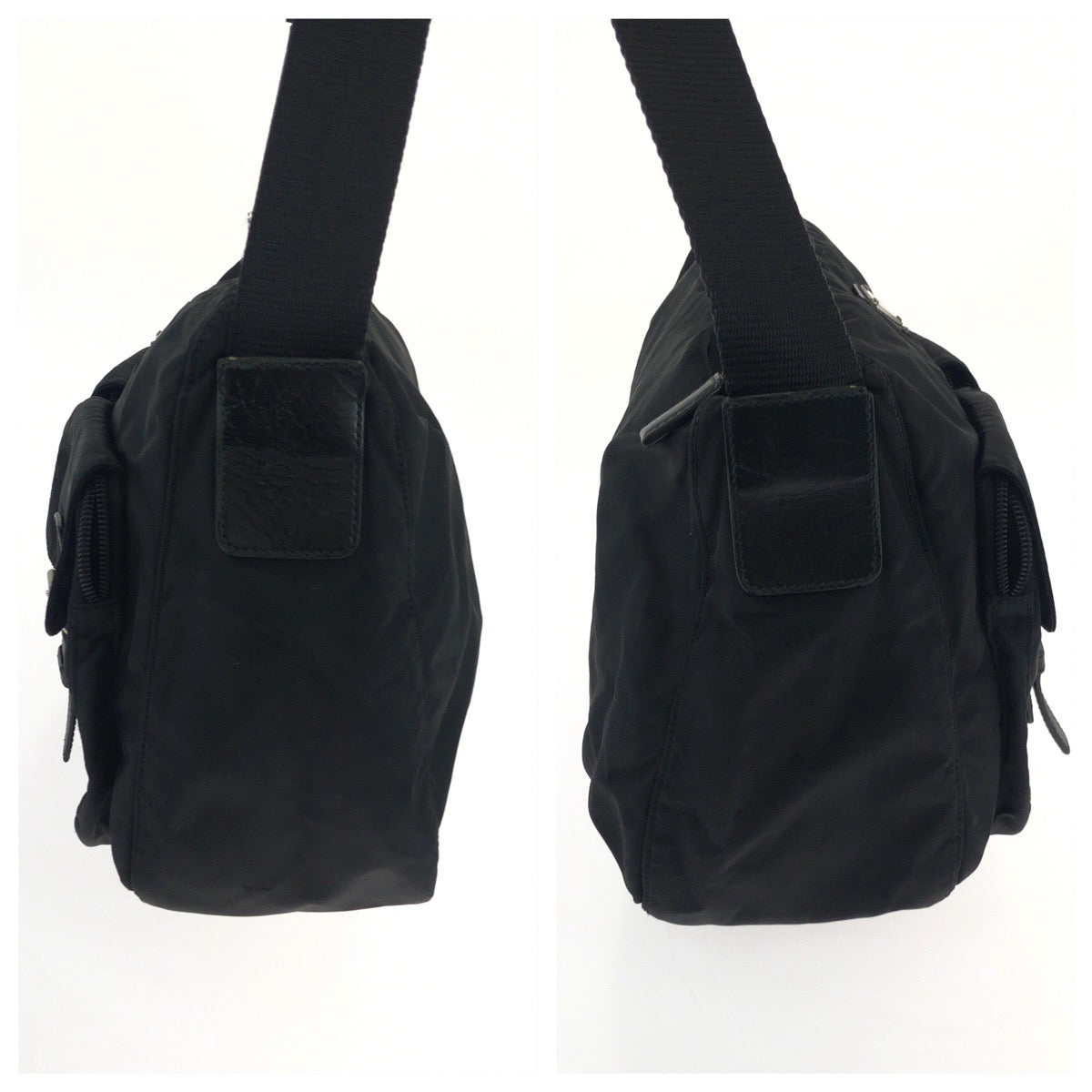 PRADA Shoulder Bag Nylon black Test Triangle With logo