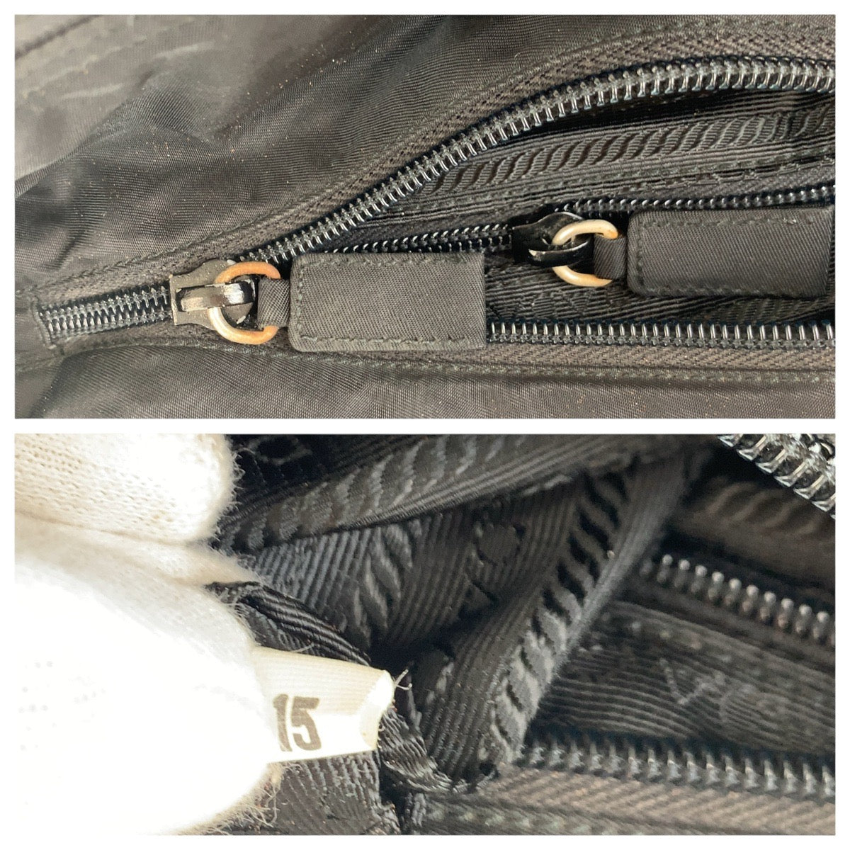 PRADA Tote Bag Nylon Black SilverMetal Test Triangle With logo