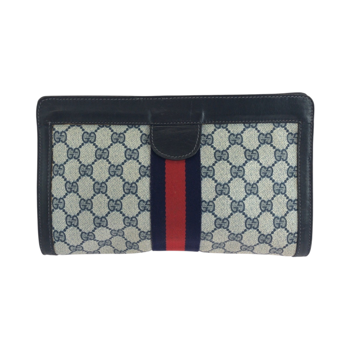GUCCI Clutch bag GG Supreme Canvas Gray navy Sherry line