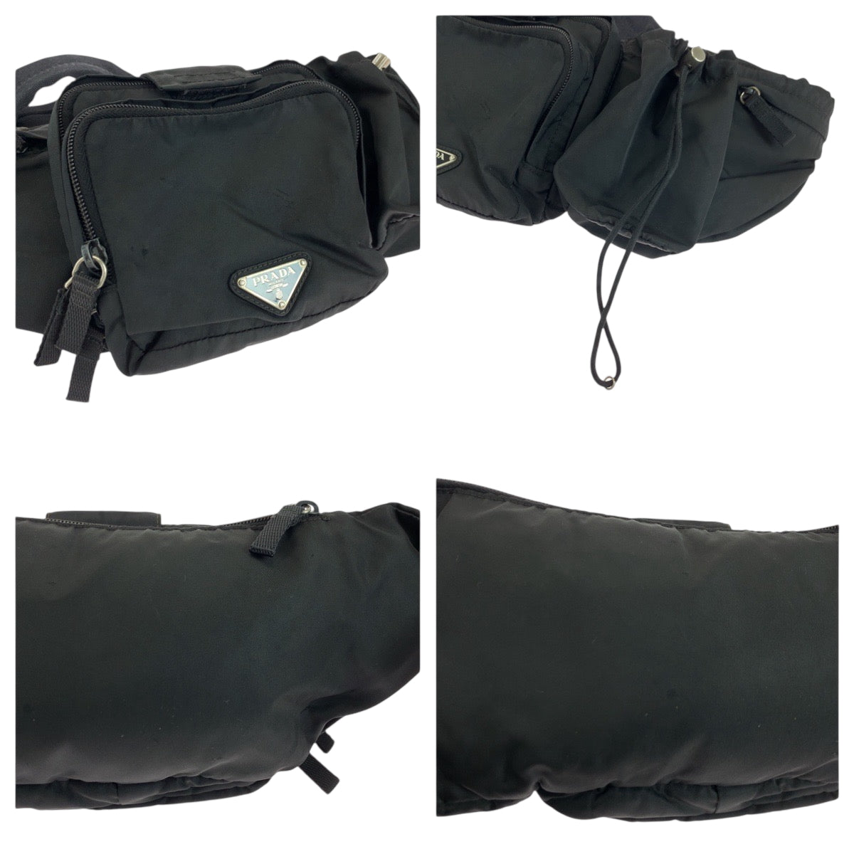 PRADA Waist bag VA0056 Nylon Black Silver Metal Test Triangle With logo