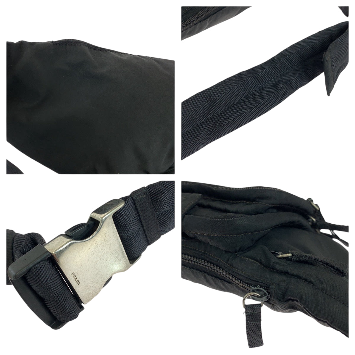 PRADA Waist bag VA0056 Nylon Black Silver Metal Test Triangle With logo