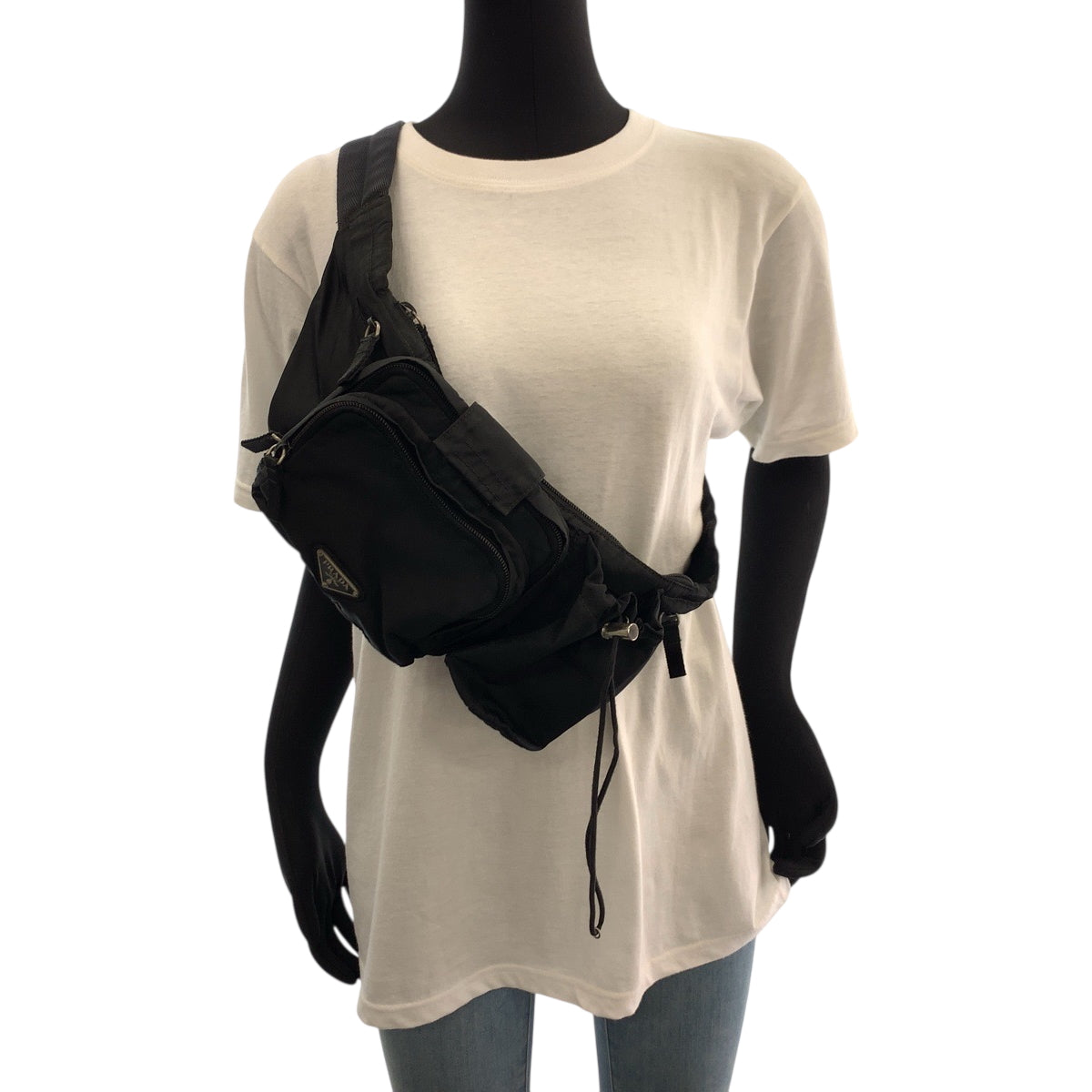 PRADA Waist bag VA0056 Nylon Black Silver Metal Test Triangle With logo