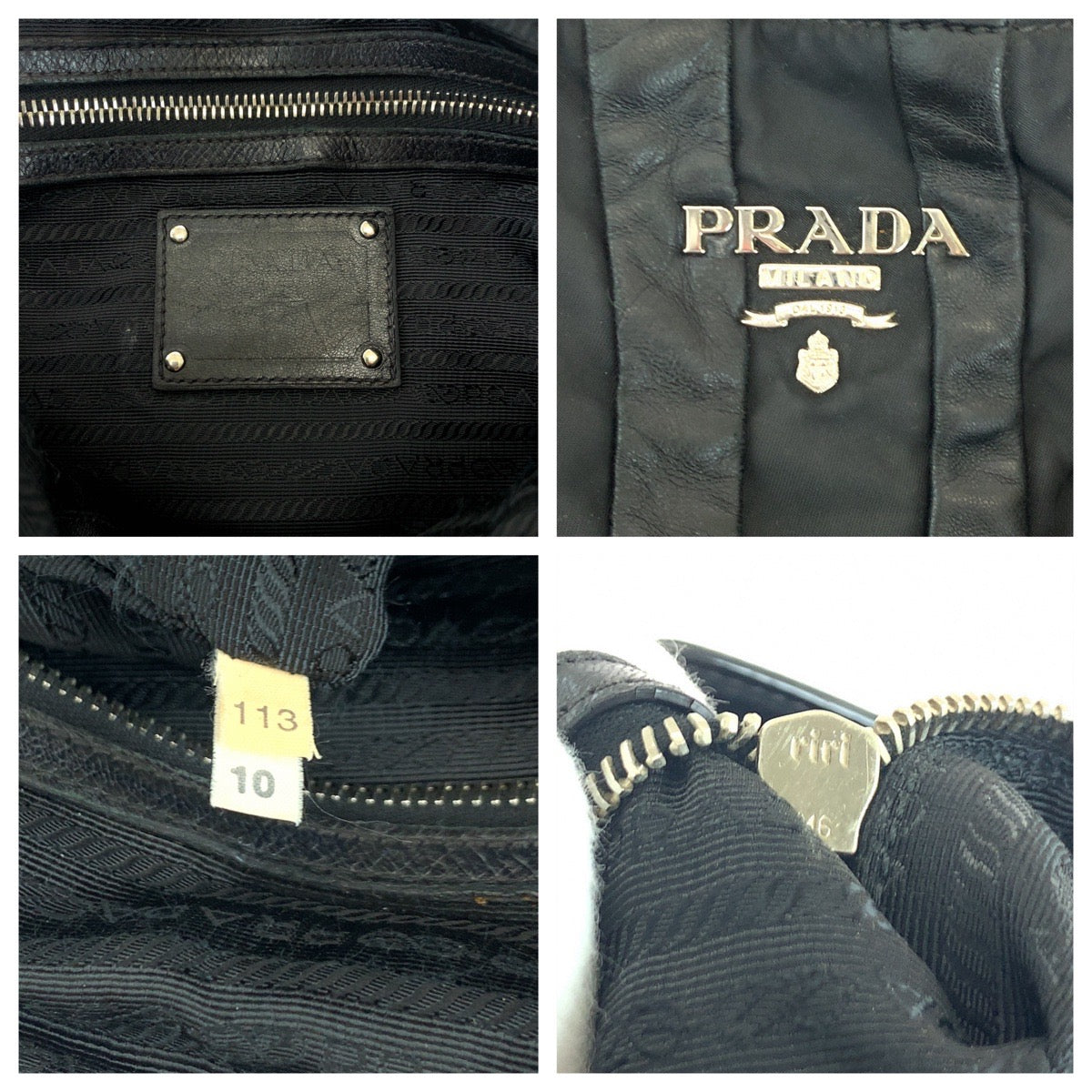 PRADA Handbag Nylon Black Silver Metal logo