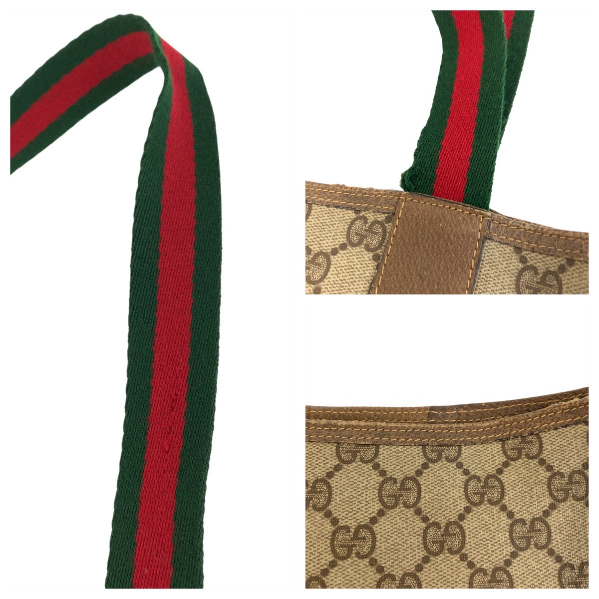GUCCI Tote Bag 39 02 003 GG Supreme Canvas Beige brown Sherry Line Old Gucci