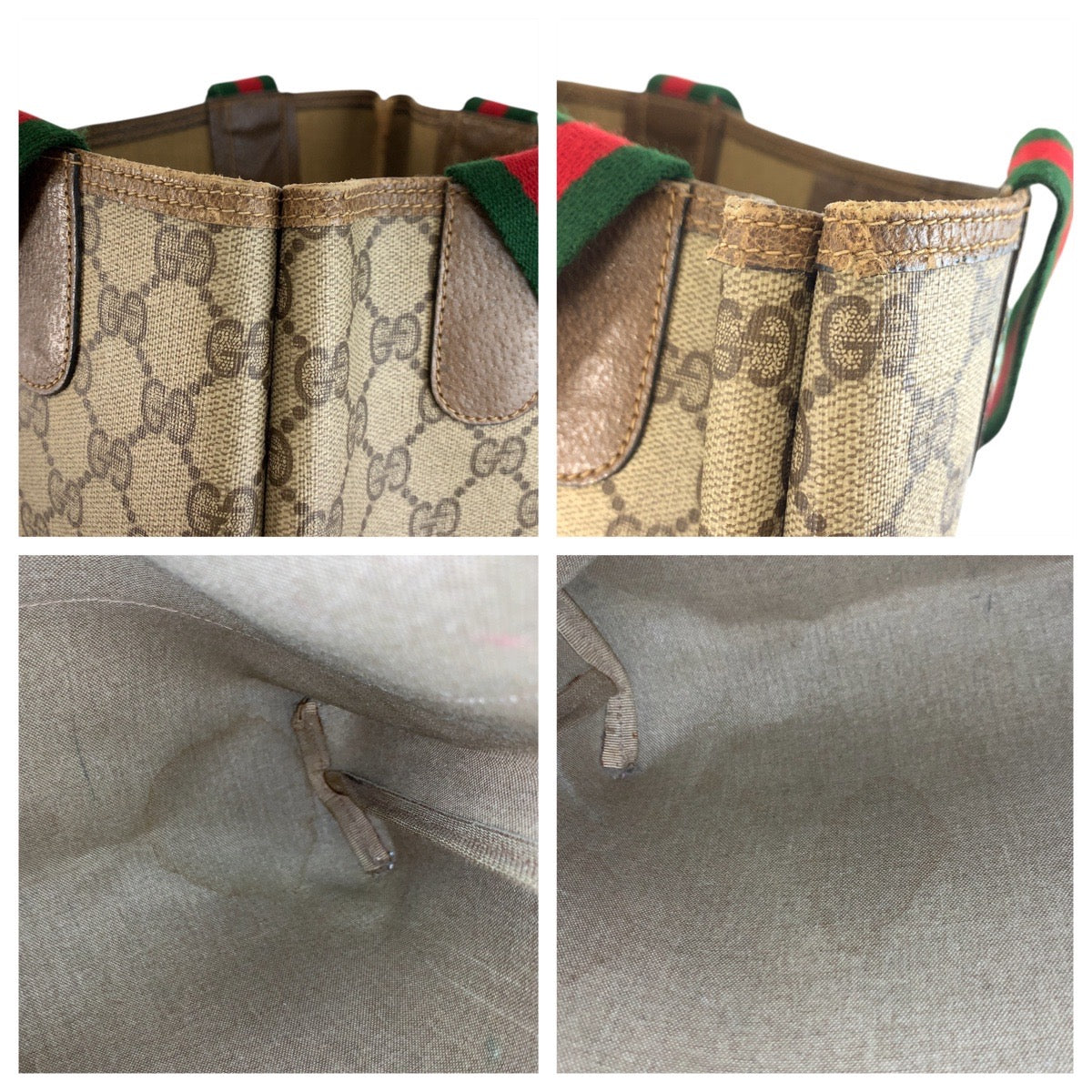 GUCCI Tote Bag 39 02 003 GG Supreme Canvas Beige brown Sherry Line Old Gucci