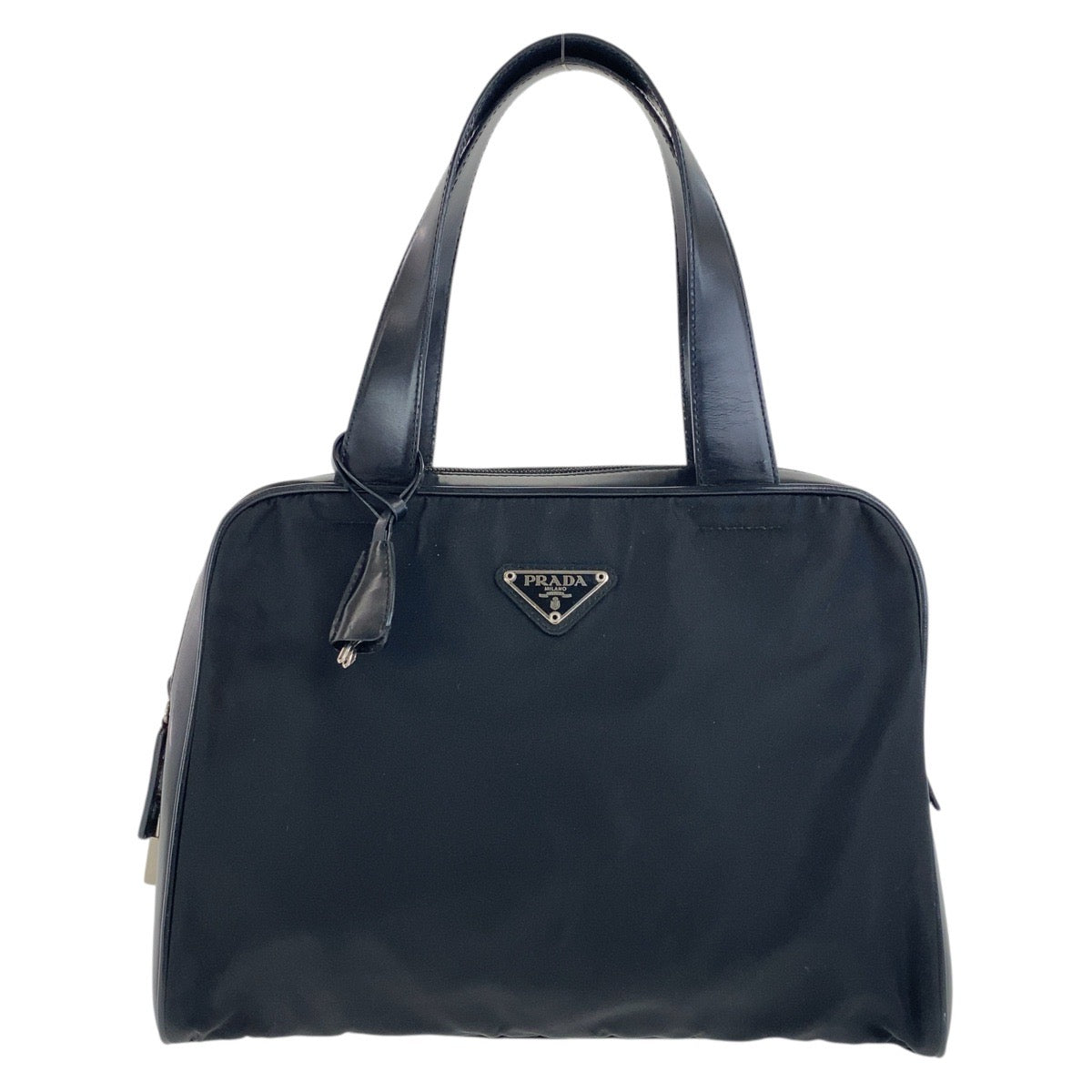PRADA Handbag Nylon Black SilverMetal Test Triangle With logo