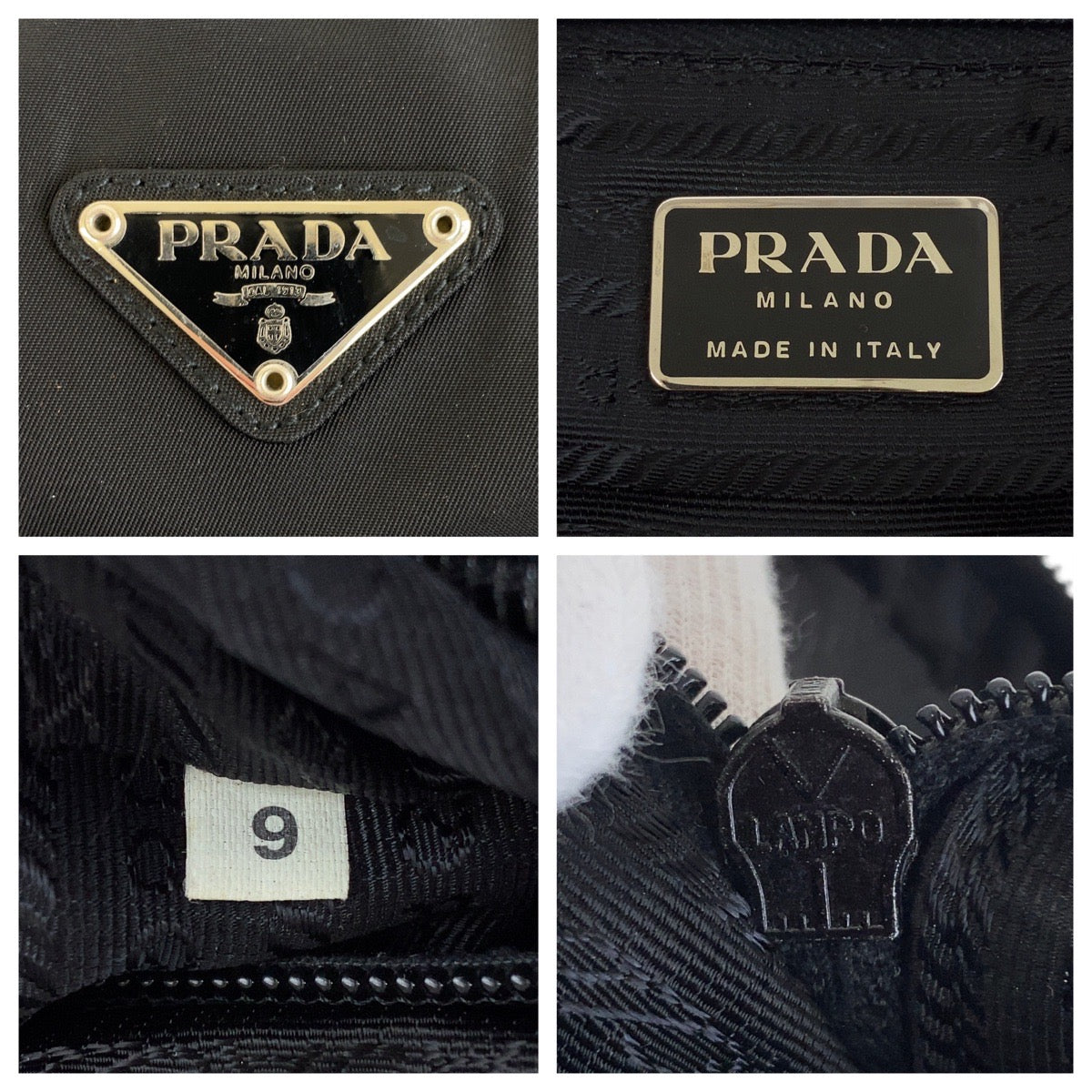 PRADA Handbag Nylon Black SilverMetal Test Triangle With logo