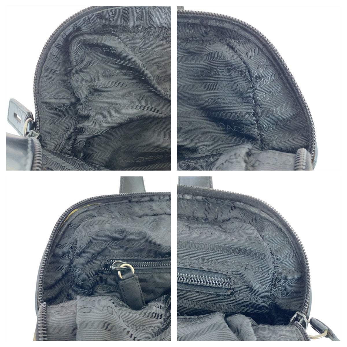 PRADA Handbag Nylon Black SilverMetal Test Triangle With logo