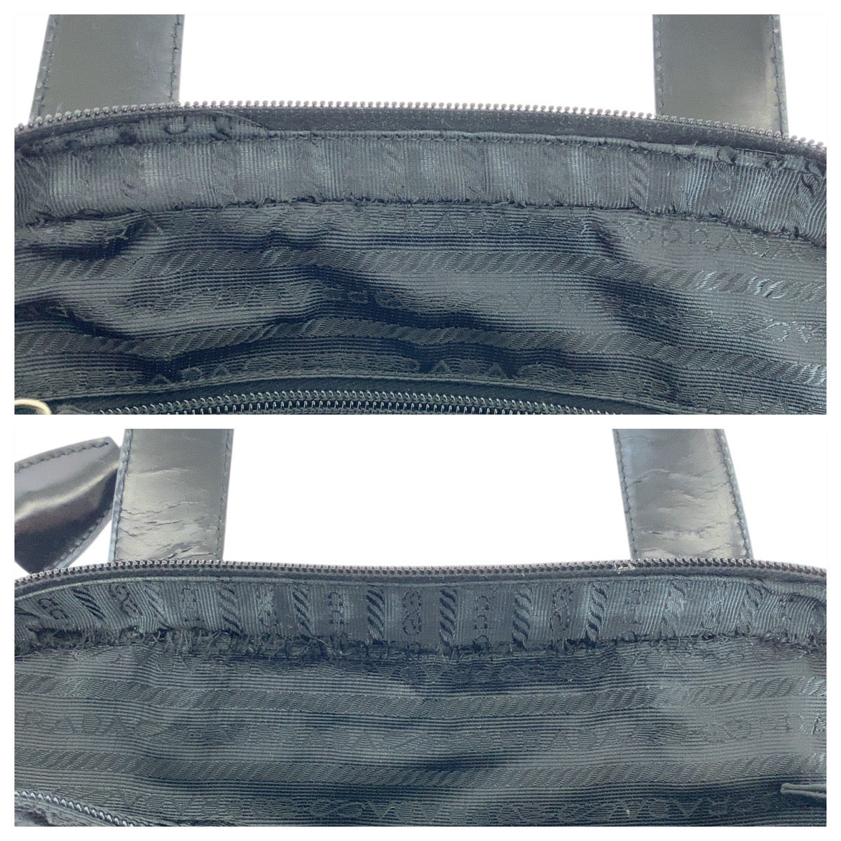 PRADA Handbag Nylon Black SilverMetal Test Triangle With logo