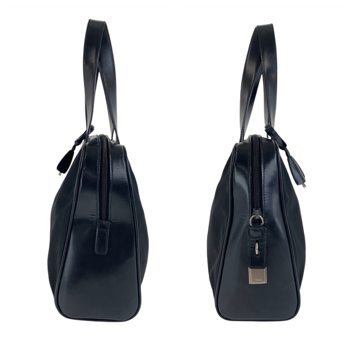 PRADA Handbag Nylon Black SilverMetal Test Triangle With logo