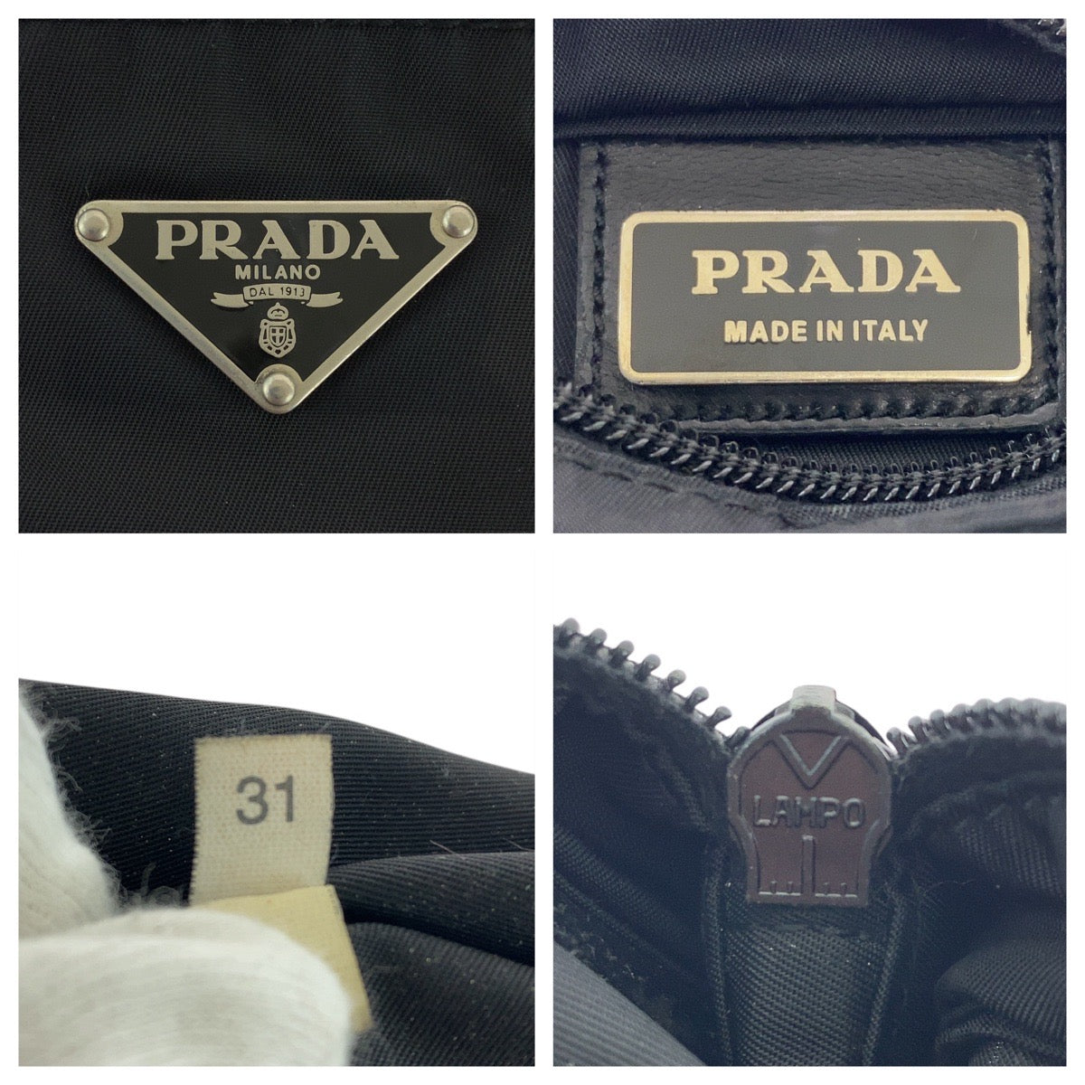 PRADA Shoulder Bag Nylon Black SilverMetal Test Triangle With logo