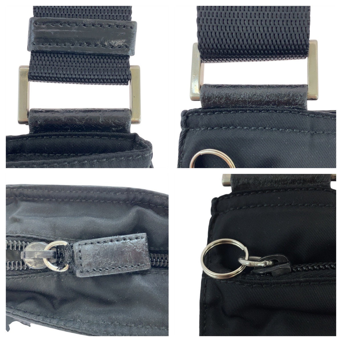 PRADA Shoulder Bag Nylon Black SilverMetal Test Triangle With logo