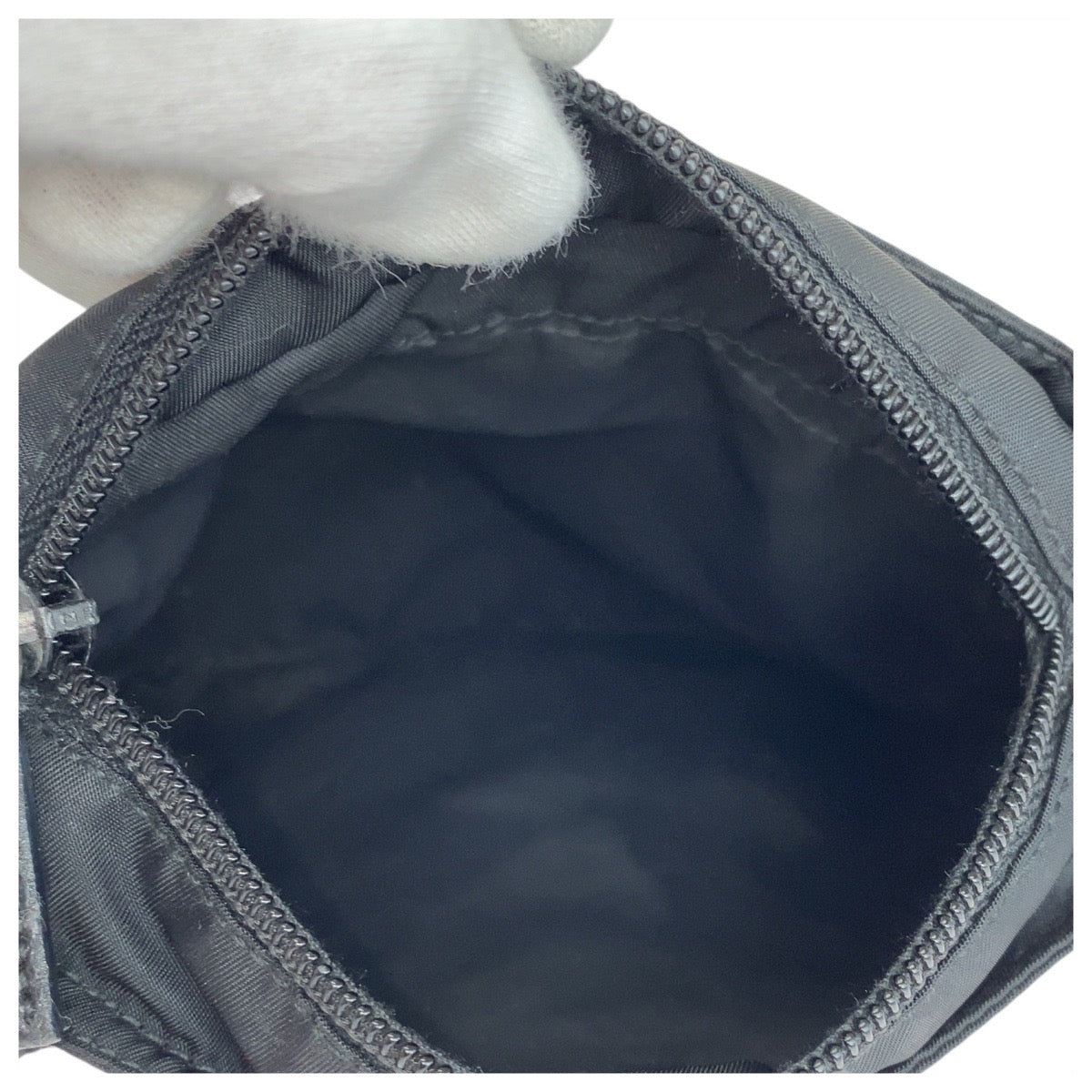 PRADA Shoulder Bag Nylon Black SilverMetal Test Triangle With logo