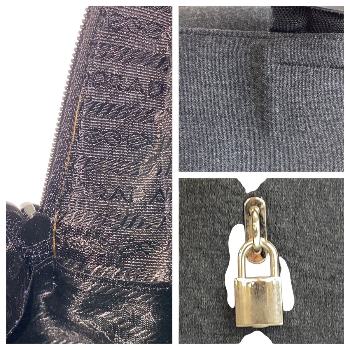 PRADA Tote Bag canvas Grey Black SilverMetal PRADA Sports
