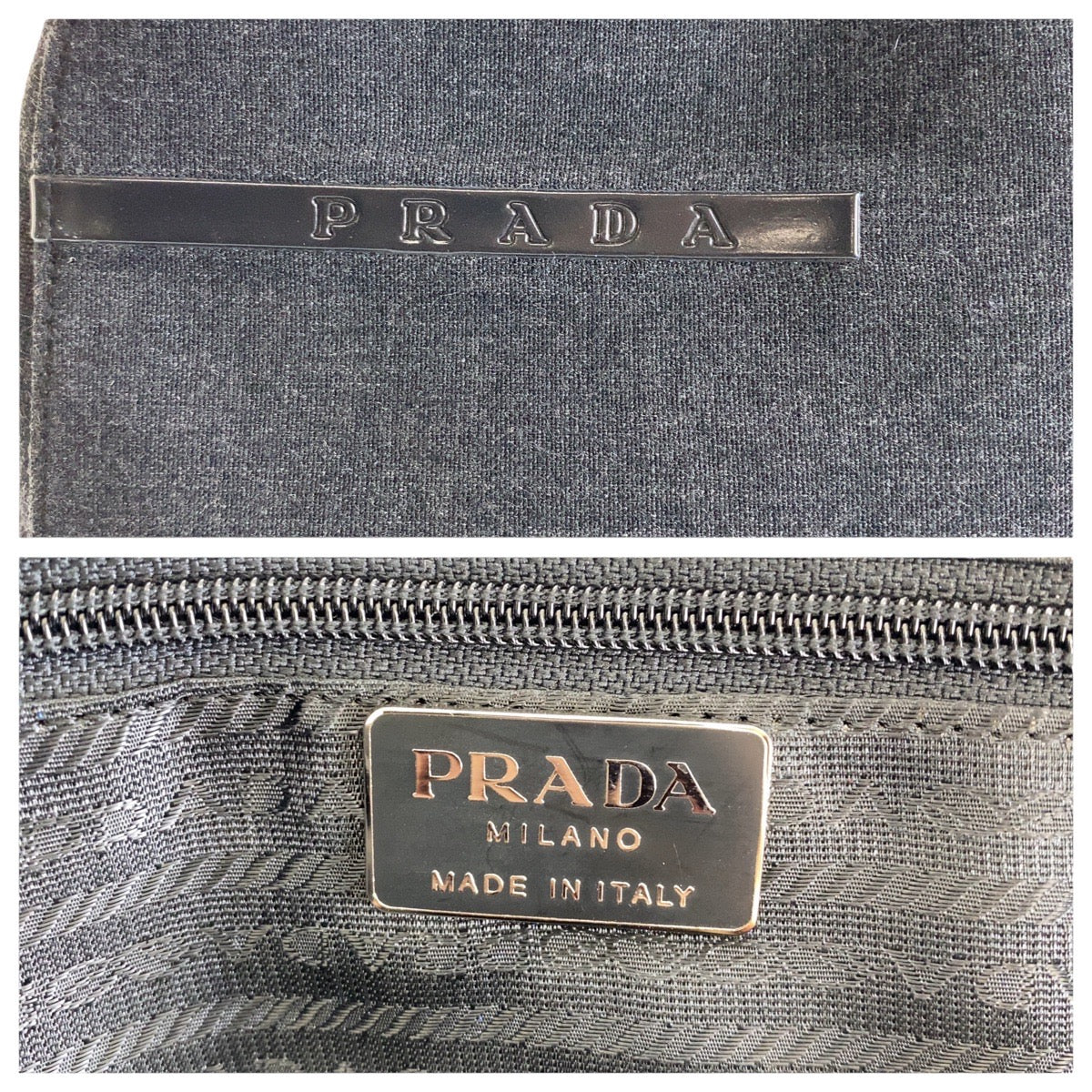 PRADA Tote Bag canvas Grey Black SilverMetal PRADA Sports