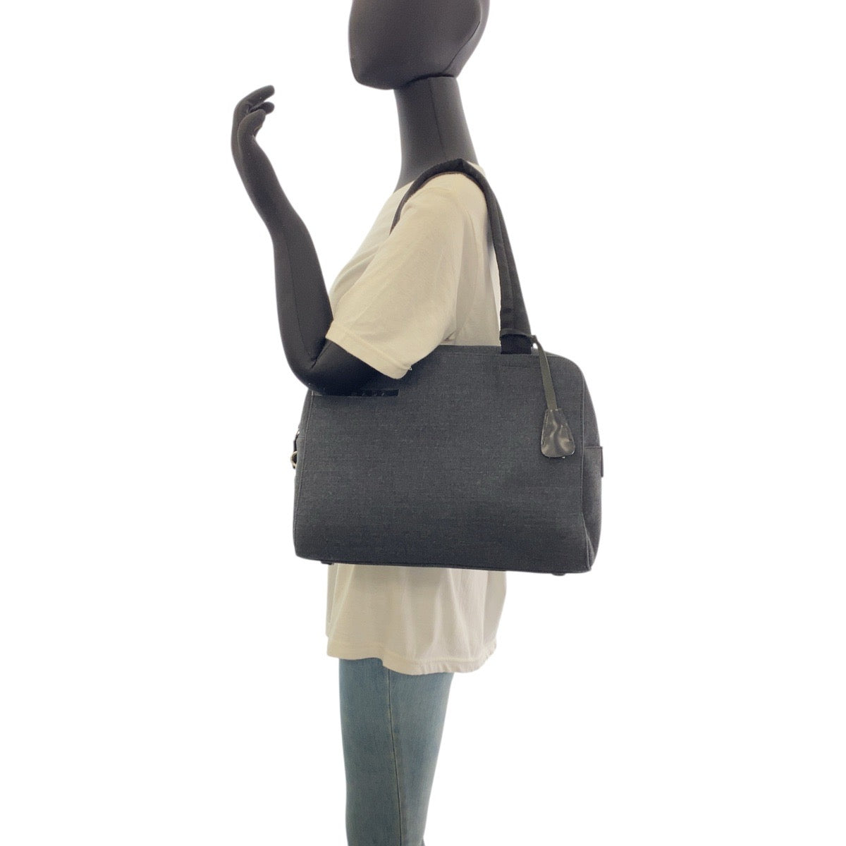 PRADA Tote Bag canvas Grey Black SilverMetal PRADA Sports