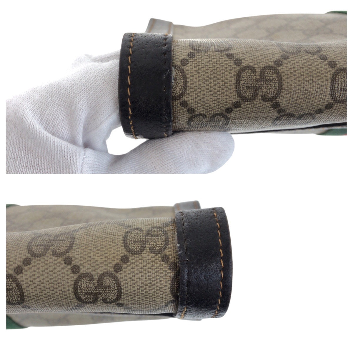 GUCCI Clutch bag GG Supreme Canvas Brown Gold Metal Old Gucci Shelly Line Interlocking