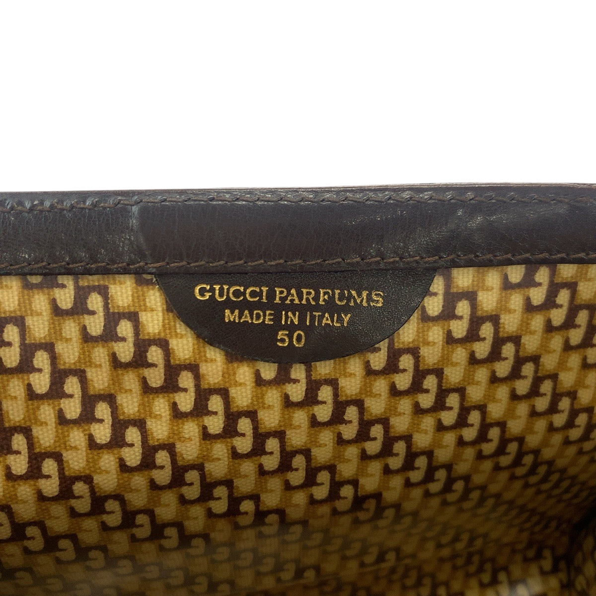 GUCCI Clutch bag Suede Brown Gold Metal Old Gucci Shelly Line Gucci perfume