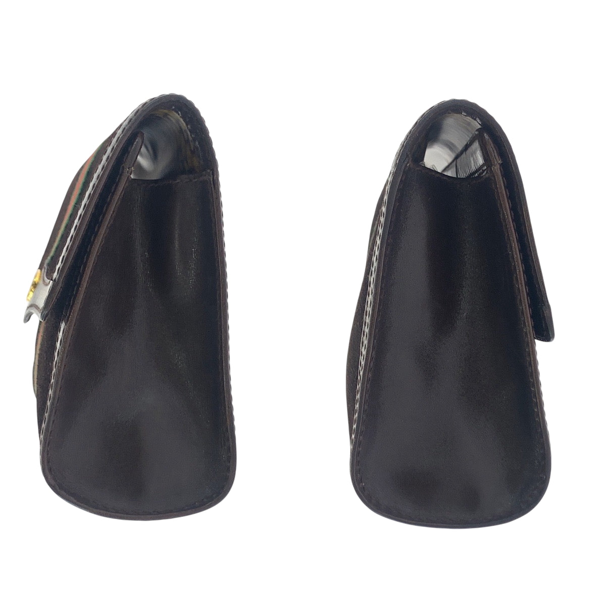 GUCCI Clutch bag Suede Brown Gold Metal Old Gucci Shelly Line Gucci perfume