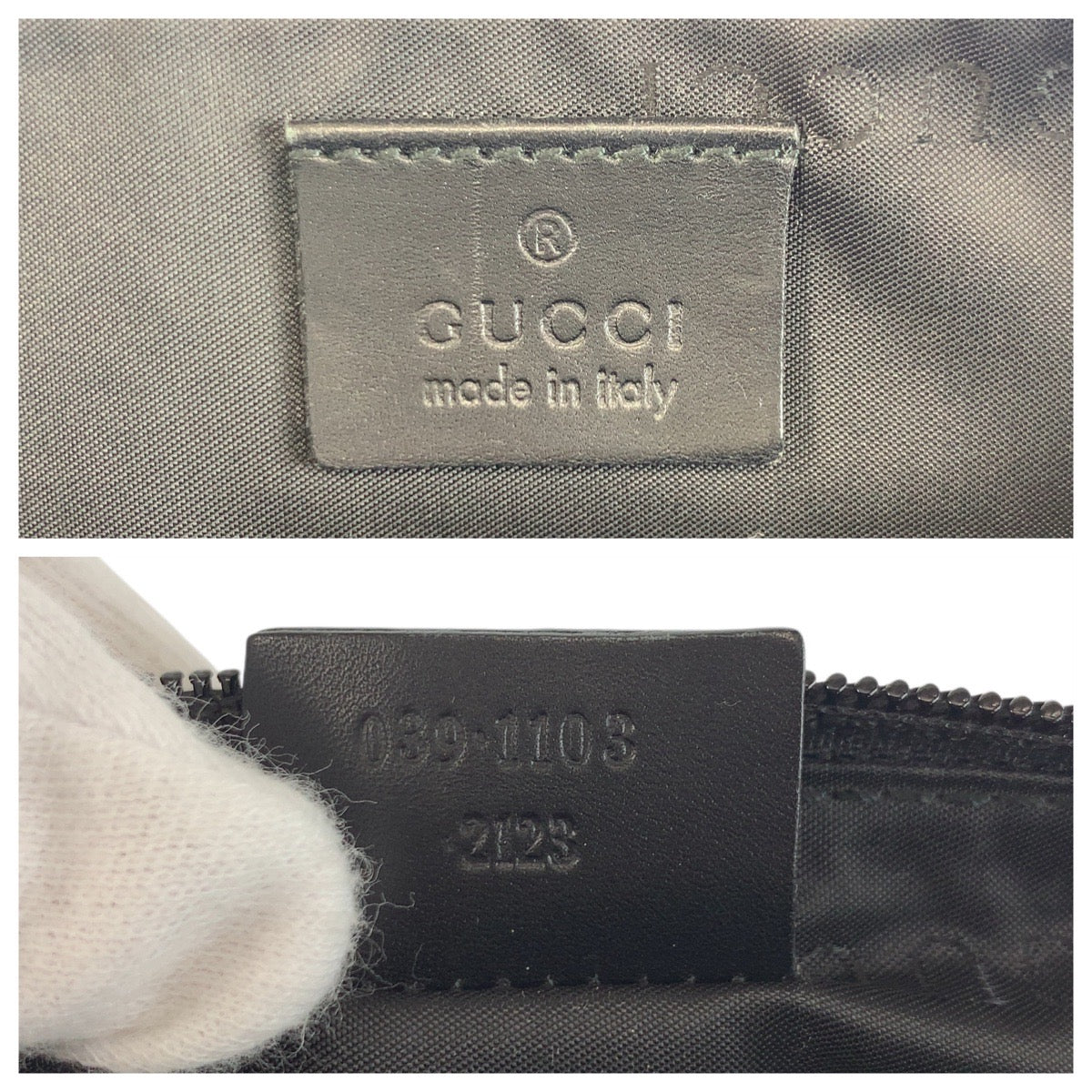 GUCCI Handbag 039 1103 GG canvas Black SilverMetal