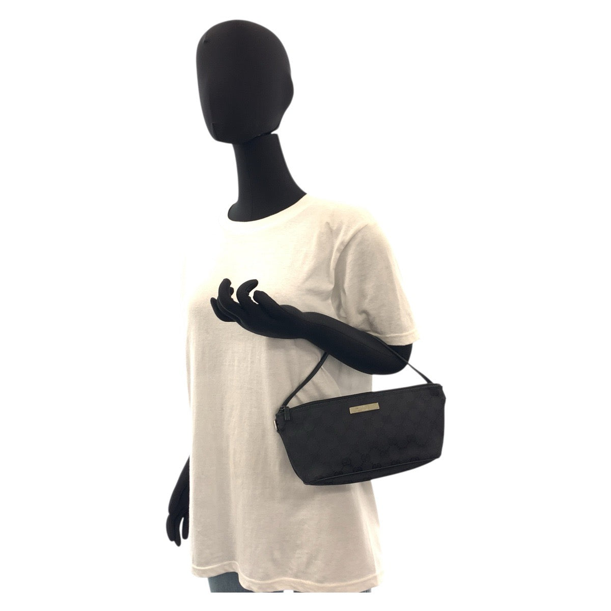 GUCCI Handbag 039 1103 GG canvas Black SilverMetal