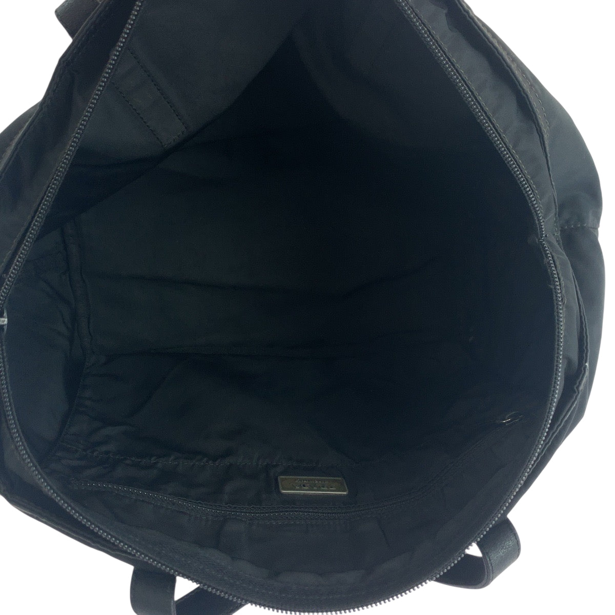 PRADA Tote Bag Nylon Black Silver Metal Test Triangle With logo