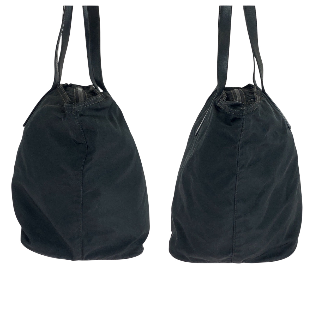 PRADA Tote Bag Nylon Black Silver Metal Test Triangle With logo