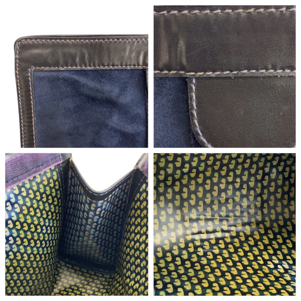 GUCCI Clutch bag Suede Navy black Old Gucci Shelly Line
