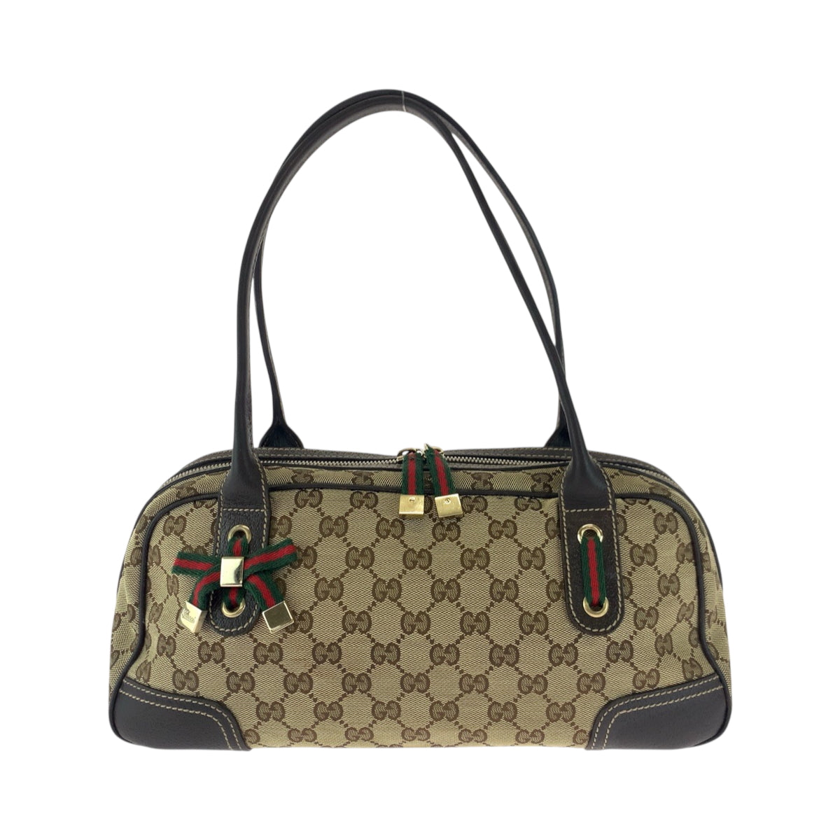 GUCCI Shoulder Bag 461720 GG canvas Beige Brown Gold Metal Sherry line Pretty
