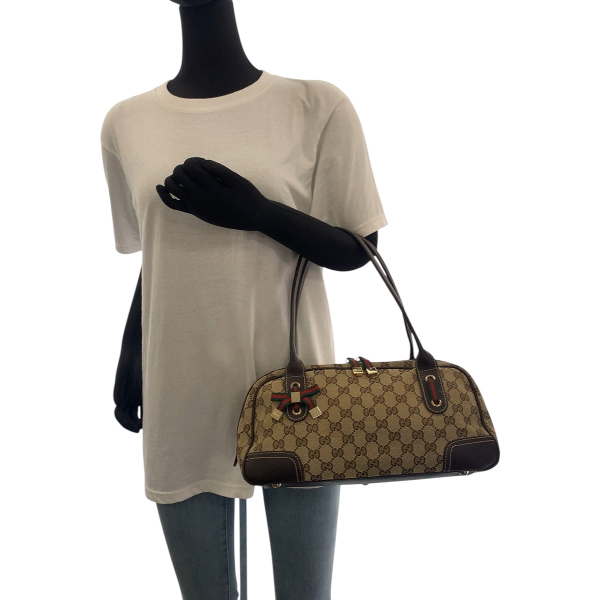 GUCCI Shoulder Bag 461720 GG canvas Beige Brown Gold Metal Sherry line Pretty